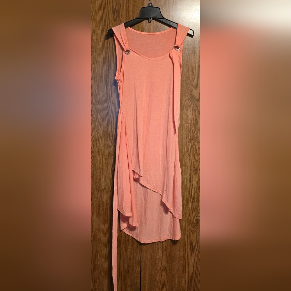 Source Unknown Asymmetrical Peach Dress